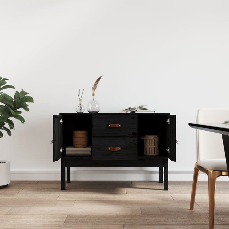 vidaXL Komoda čierna 110x40x78 cm borovicový masív