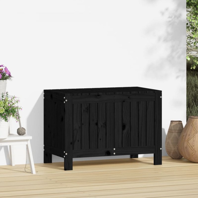 vidaXL Záhradný úložný box čierny 76x42,5x54 cm masívna borovica