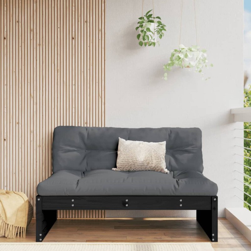 vidaXL Stredová pohovka čierna 120x80 cm borovicový masív