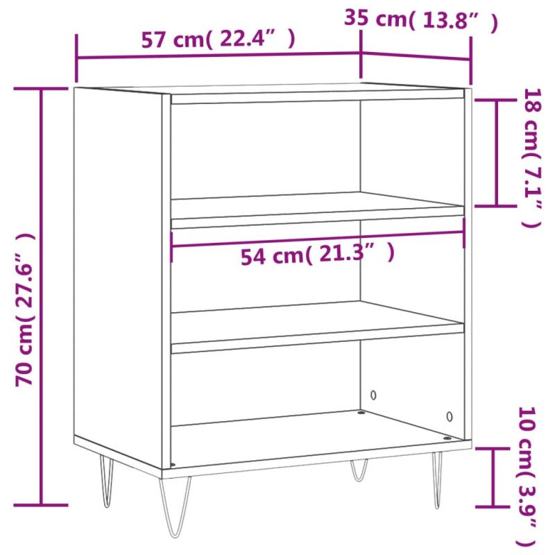 vidaXL Komoda hnedý dub 57x35x70 cm kompozitné drevo