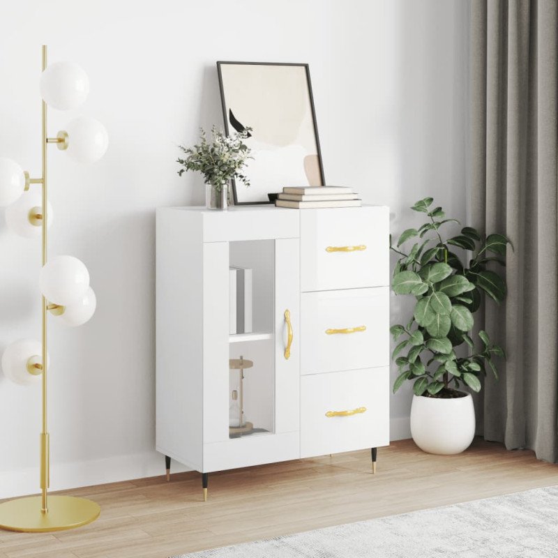 vidaXL Komoda lesklá biela 69,5x34x90 cm spracované drevo