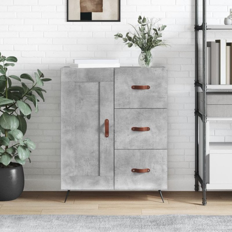 vidaXL Komoda betónovo sivá 69,5x34x90 cm kompozitné drevo