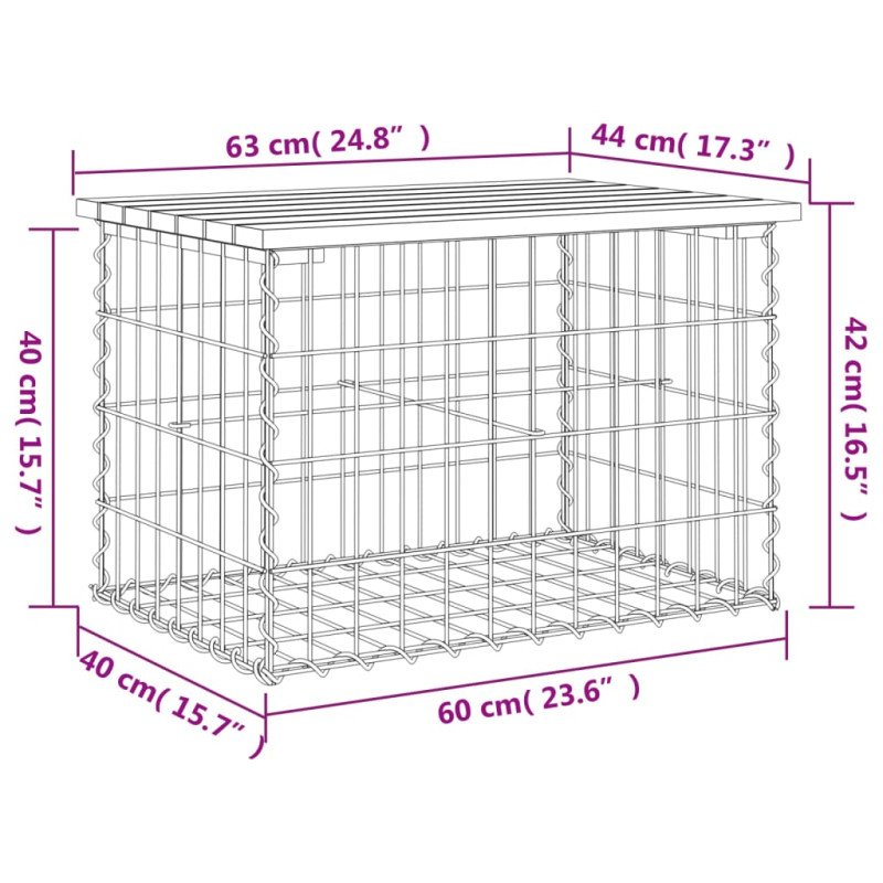 vidaXL Záhradná lavička gabiónový dizajn 63x44x42 cm masívna borovica