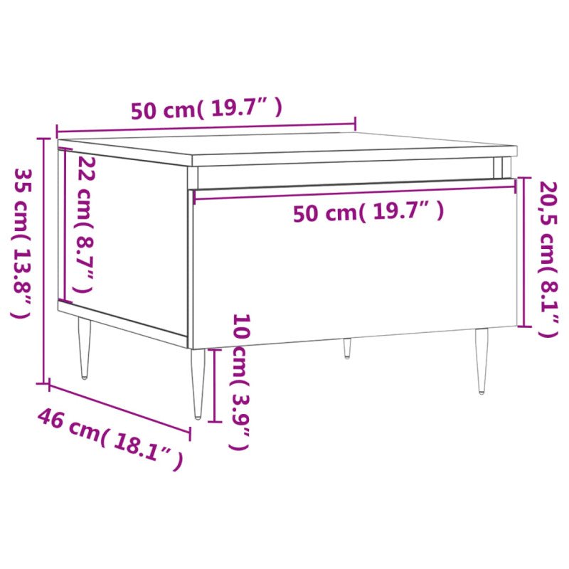 vidaXL Konferenčný stolík dub sonoma 50x46x35 cm kompozitné drevo