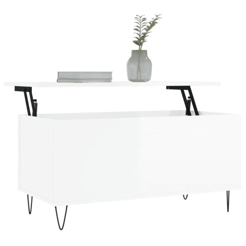 vidaXL Konferenčný stolík lesklý biely 90x44,5x45 cm spracované drevo