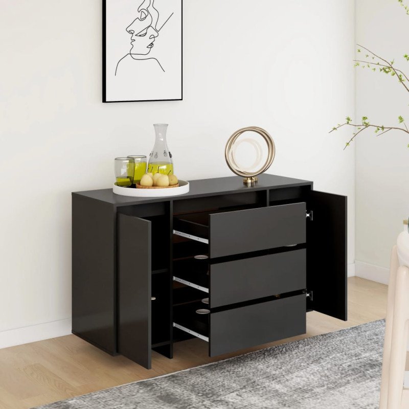 vidaXL Komoda s 3 zásuvkami čierna 120x41x75 cm drevotrieska