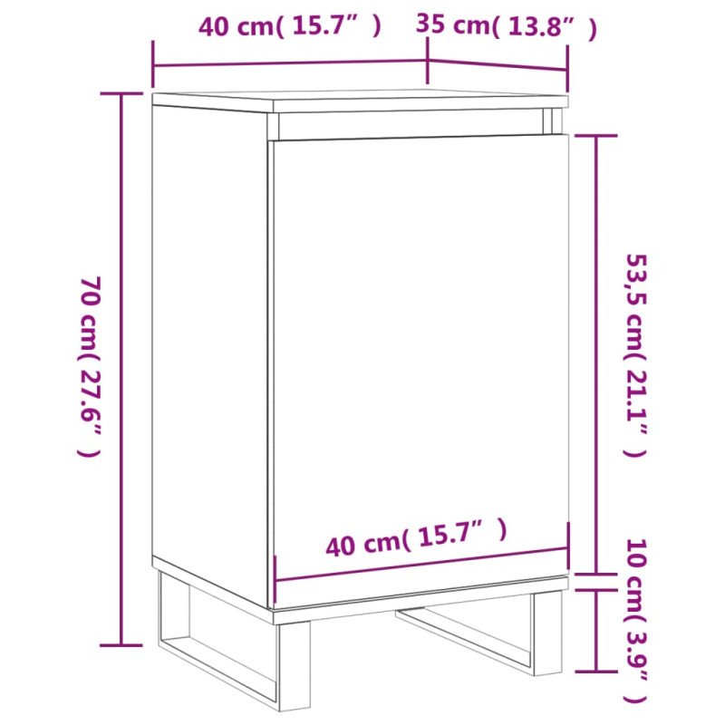vidaXL Komody 2 ks dub sonoma 40x35x70 cm kompozitné drevo