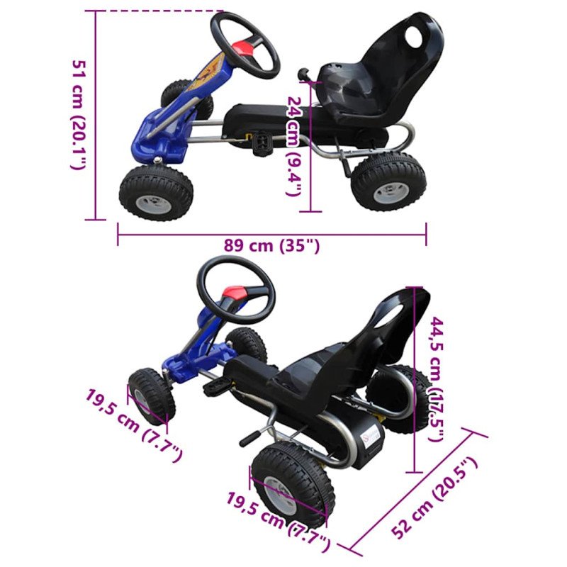 vidaXL Šľapacia motokára, modrá