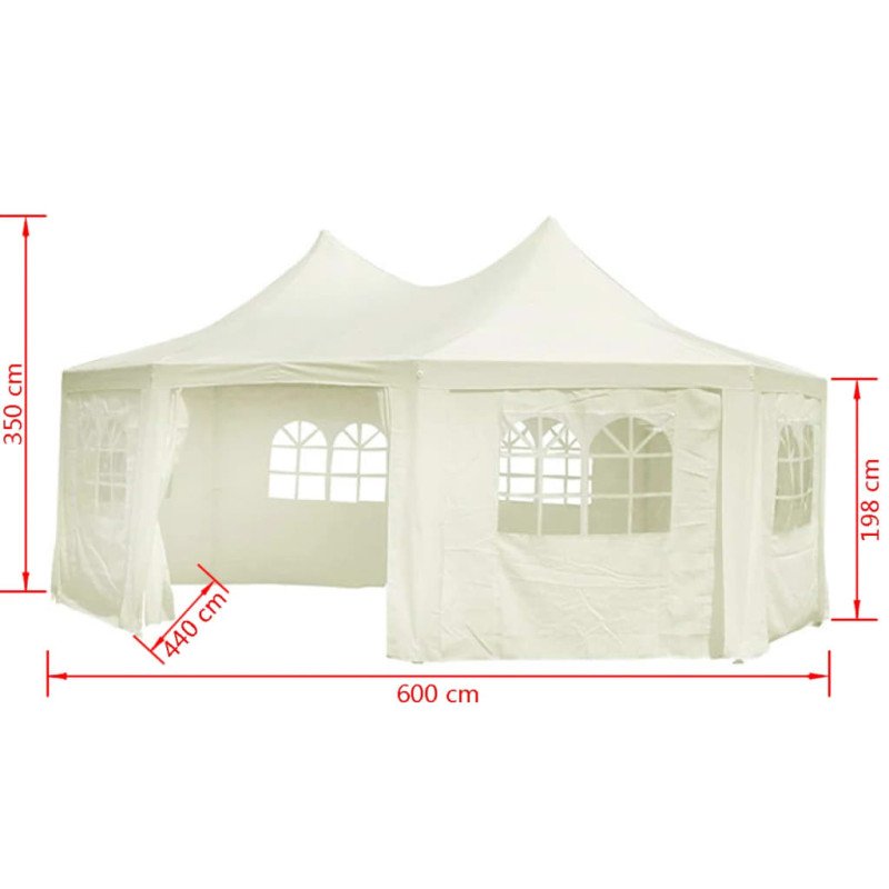 vidaXL Osemstenný párty stan, krémový 6x4,4x3,5 m