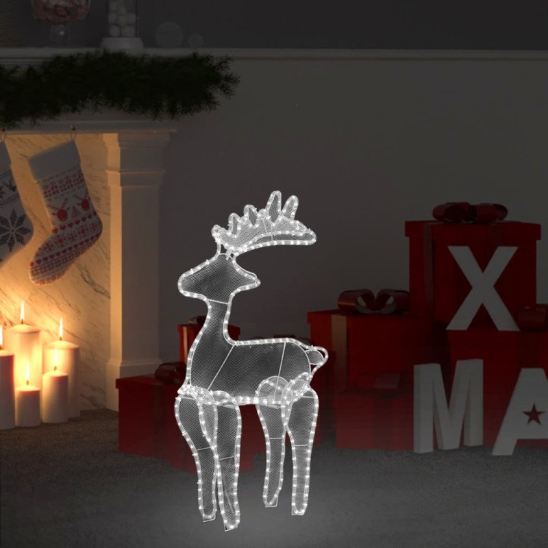vidaXL Vianočná sieťovinová dekorácia so sobom 306 LED 60x24x89 cm