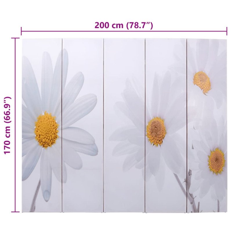 vidaXL Skladací paraván 200x170 cm potlač kvetov 