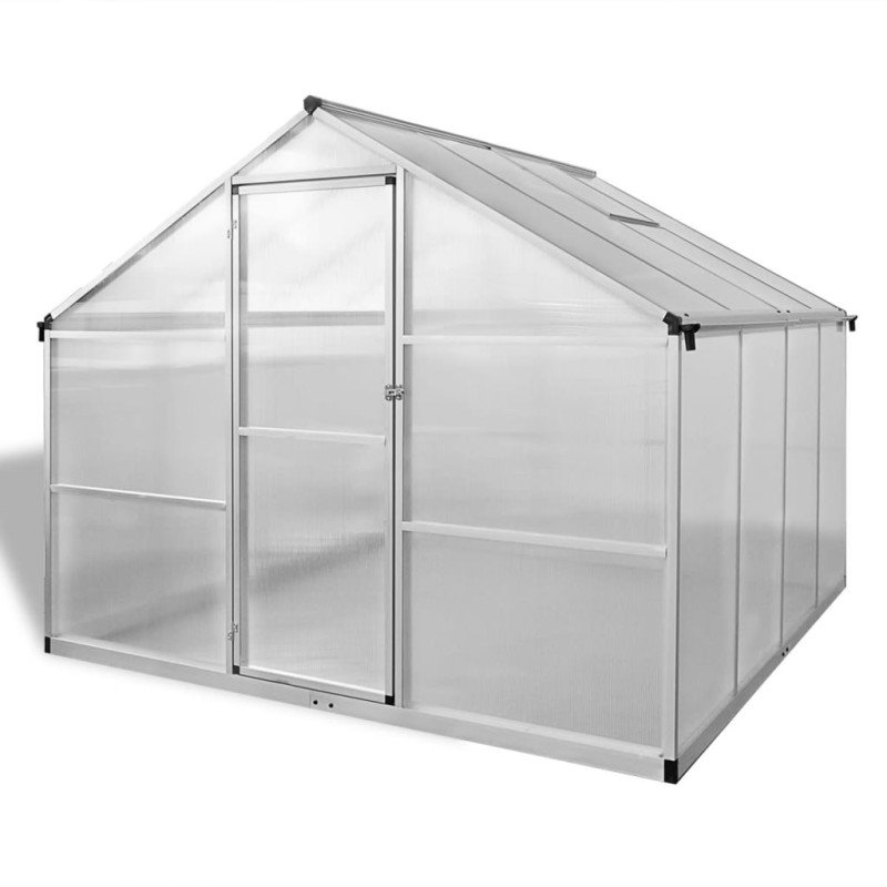 vidaXL Spevnený hliníkový skleník s podkladovým rámom 6,05 m²