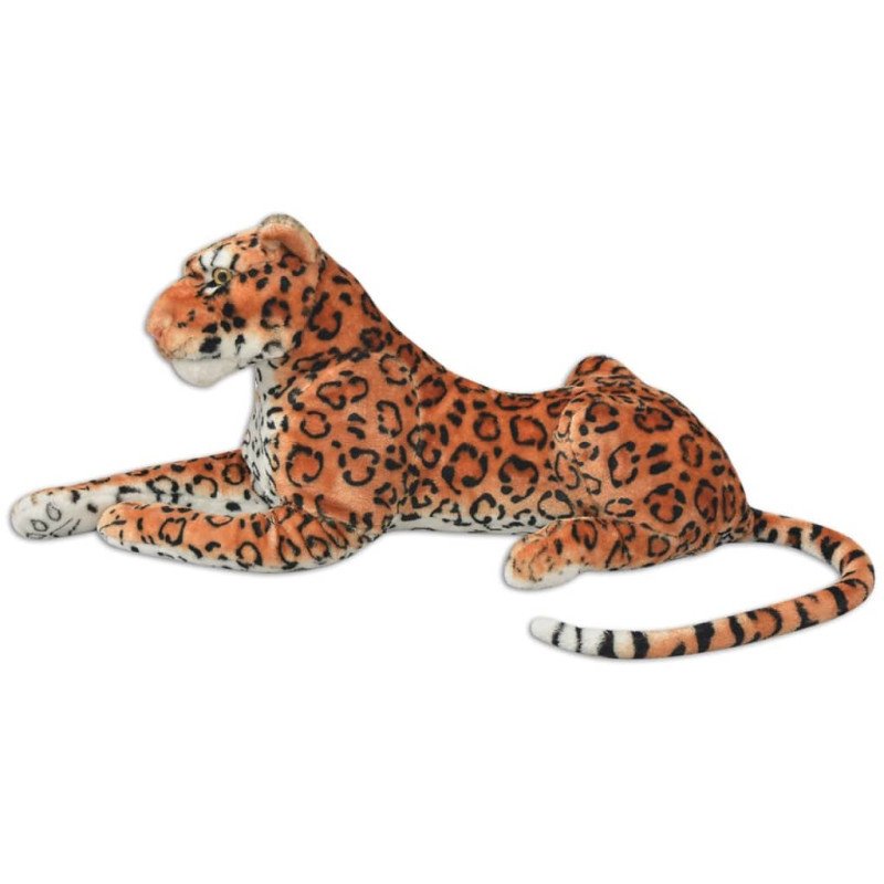 vidaXL Hračka plyšový leopard, hnedý, XXL