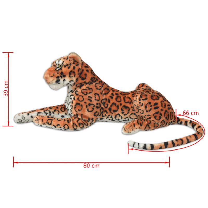 vidaXL Hračka plyšový leopard, hnedý, XXL