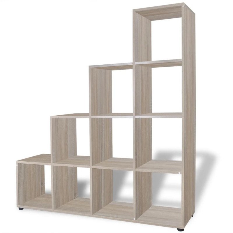 vidaXL Regál na knihy/policový regál v tvare schodov 142 cm, dekor dub