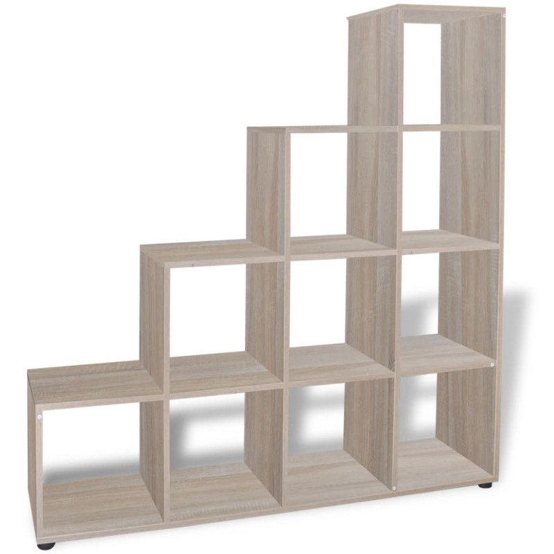 vidaXL Regál na knihy/policový regál v tvare schodov 142 cm, dekor dub