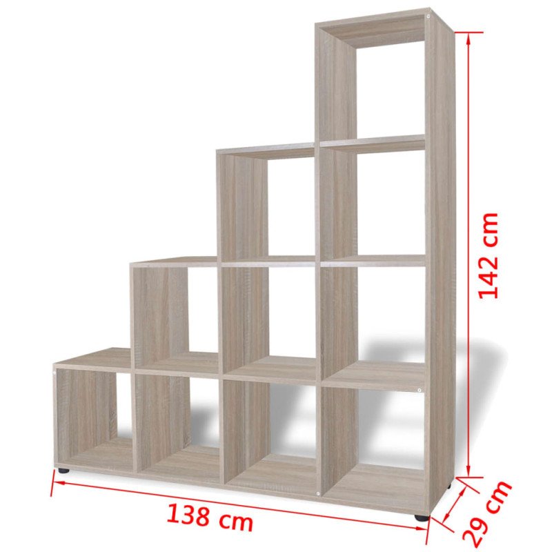 vidaXL Regál na knihy/policový regál v tvare schodov 142 cm, dekor dub