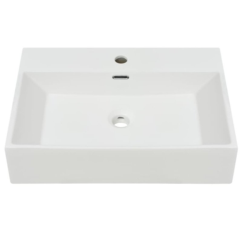 vidaXL Umývadlo s otvorom na batériu, keramika, biele 60,5x42,5x14,5cm