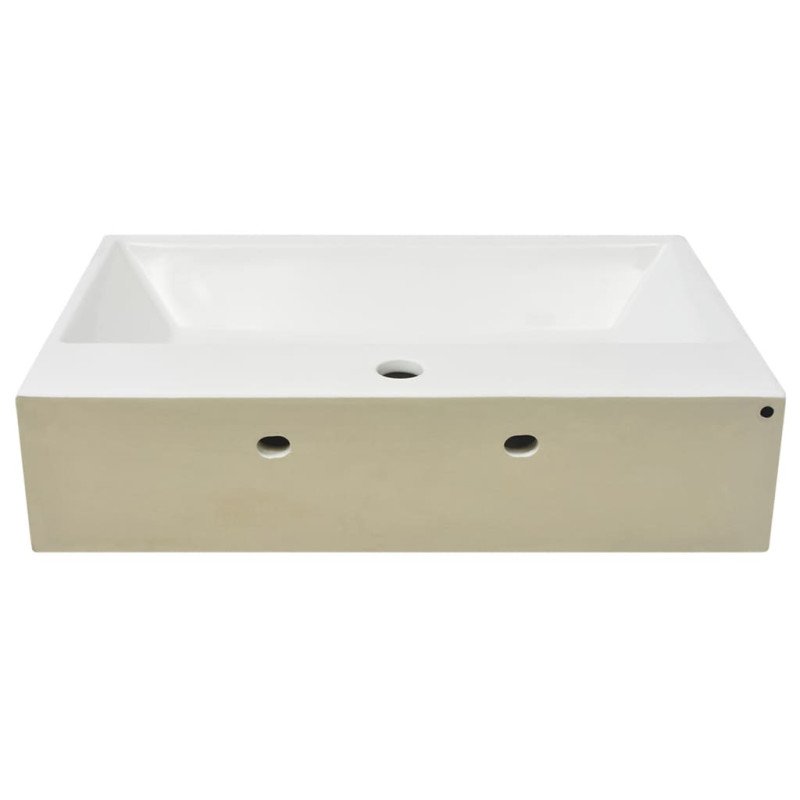 vidaXL Umývadlo s otvorom na batériu, keramika, biele 60,5x42,5x14,5cm