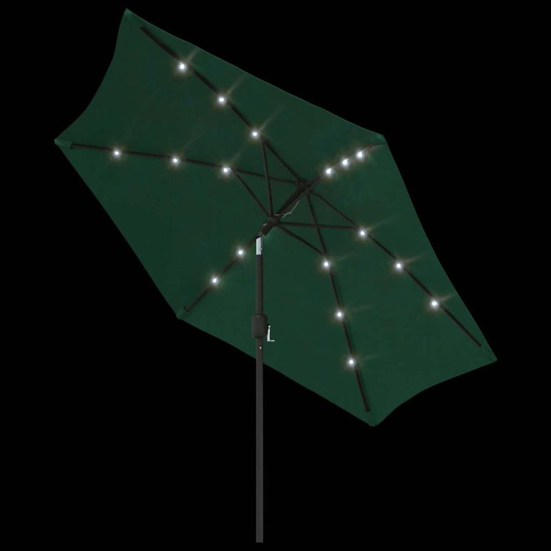 vidaXL Závesný LED slnečník, 3 m, zelený