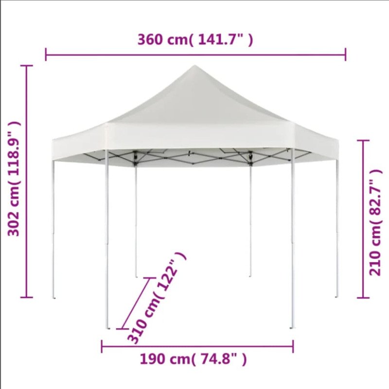 vidaXL Šesťhranný rozkladací záhradný stan, tmavomodrý 3,6x3,1 m