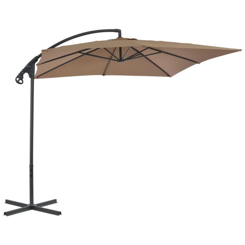 vidaXL Závesný slnečník s oceľovou tyčou 250x250 cm hnedo-sivý