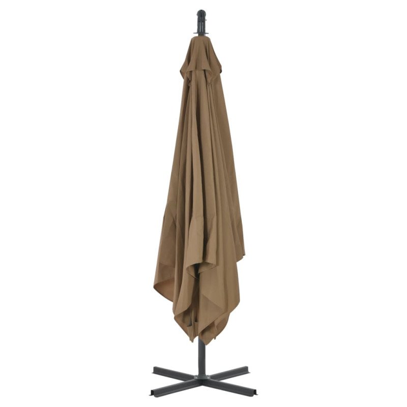 vidaXL Závesný slnečník s oceľovou tyčou 250x250 cm hnedo-sivý