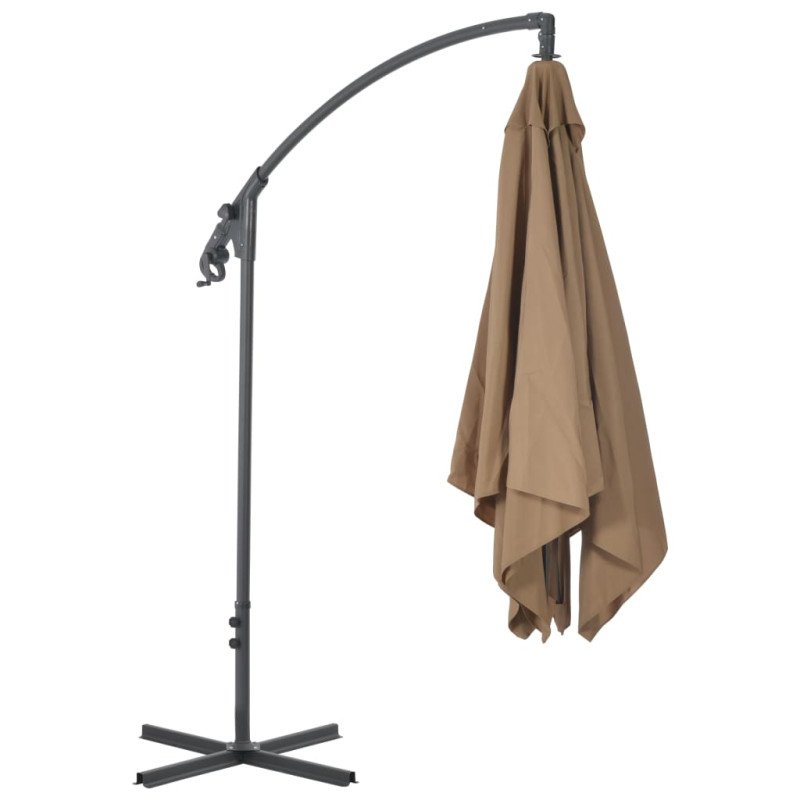 vidaXL Závesný slnečník s oceľovou tyčou 250x250 cm hnedo-sivý