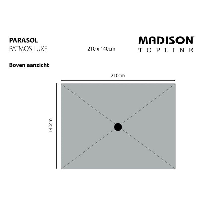 Madison Slnečník Patmos Luxe, obdĺžnikový 210x140 cm, sivohnedý