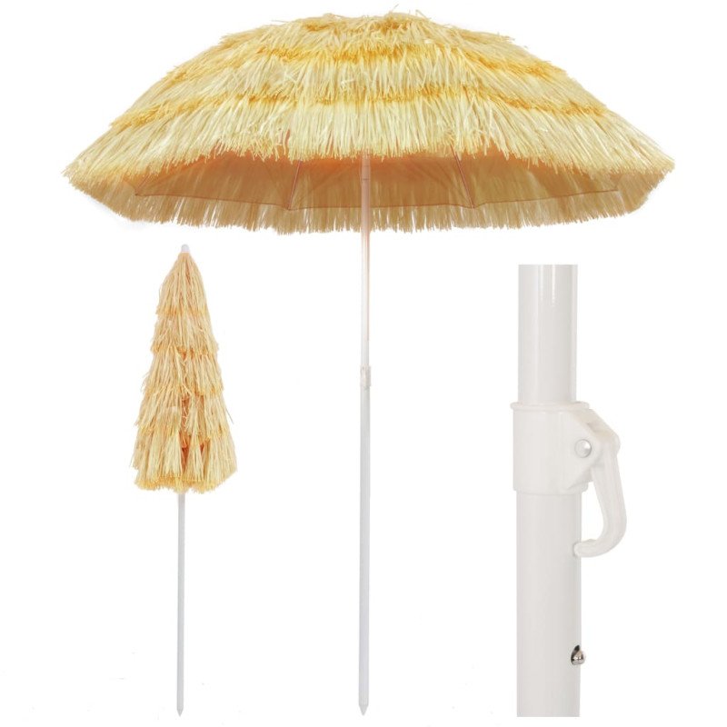 vidaXL Plážový slnečník, prírodný 180 cm, havajský štýl