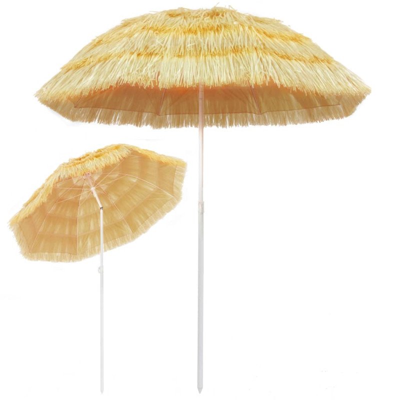 vidaXL Plážový slnečník, prírodný 180 cm, havajský štýl