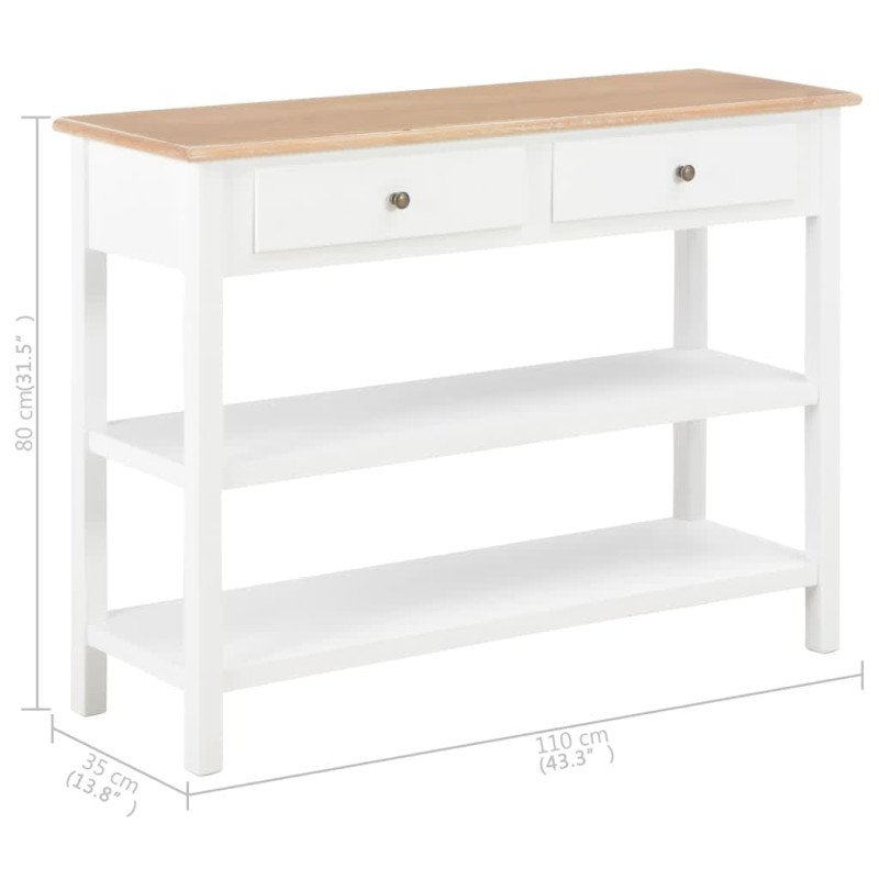 vidaXL Komoda z drevotriesky biela 110x35x80 cm