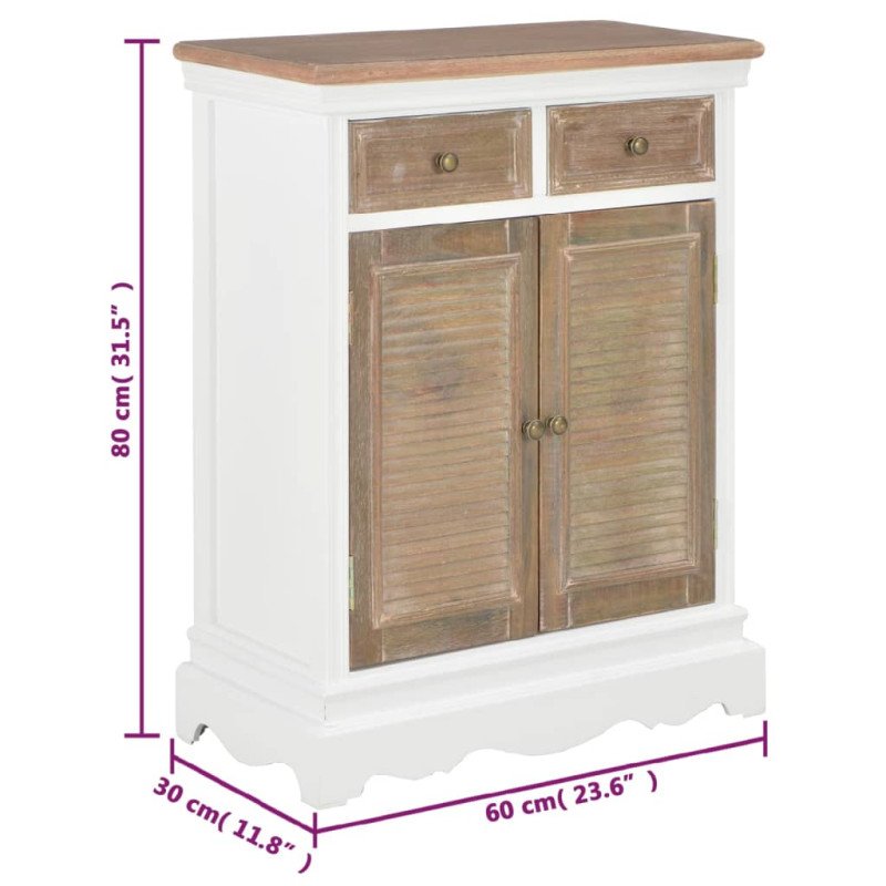 vidaXL Komoda biela 60x30x80 cm masívne drevo