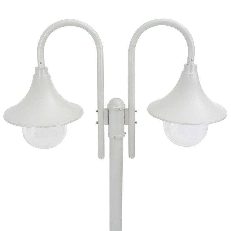 vidaXL Záhradná stĺpová lampa E27 220 cm hliníková 2 lampáše biela