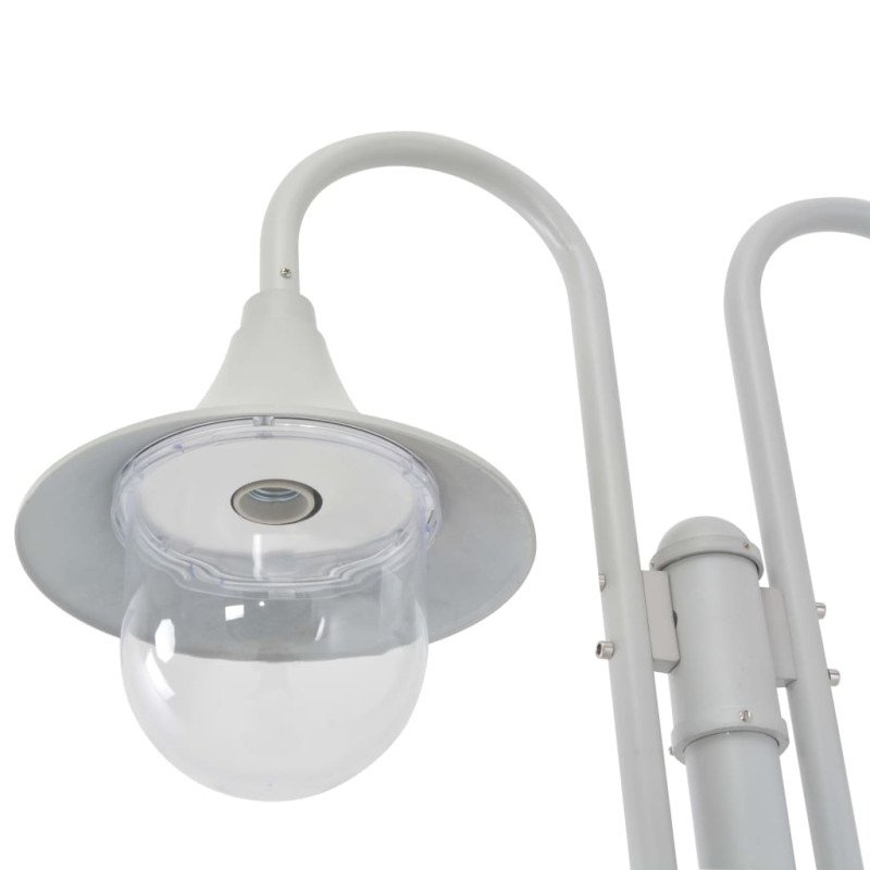 vidaXL Záhradná stĺpová lampa E27 220 cm hliníková 2 lampáše biela