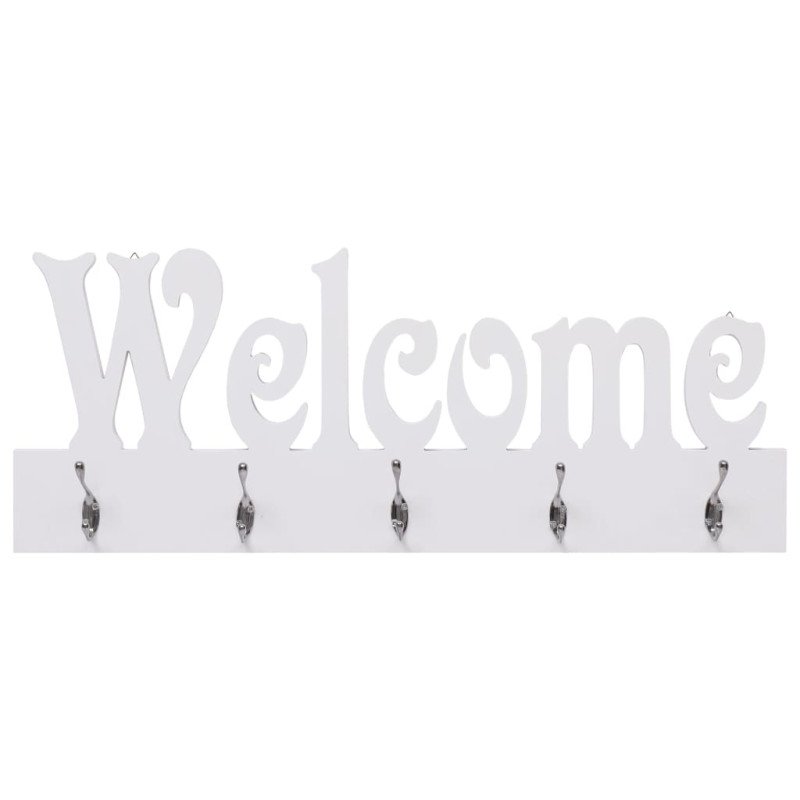 vidaXL Nástenný vešiak WELCOME biely 74x29,5 cm