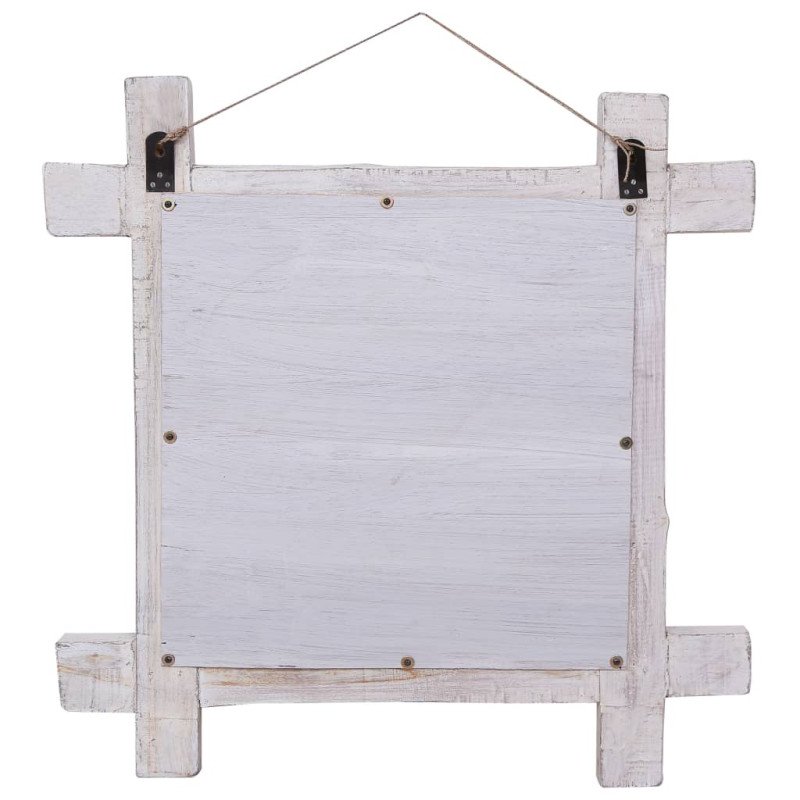 vidaXL Zrkadlo z polienok, biele 70x70 cm, recyklovaný masív