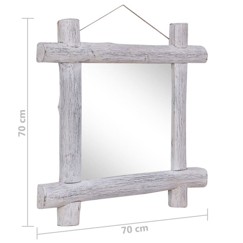 vidaXL Zrkadlo z polienok, biele 70x70 cm, recyklovaný masív
