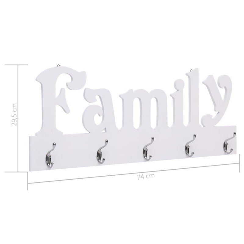 vidaXL Nástenný vešiak FAMILY 74x29,5 cm