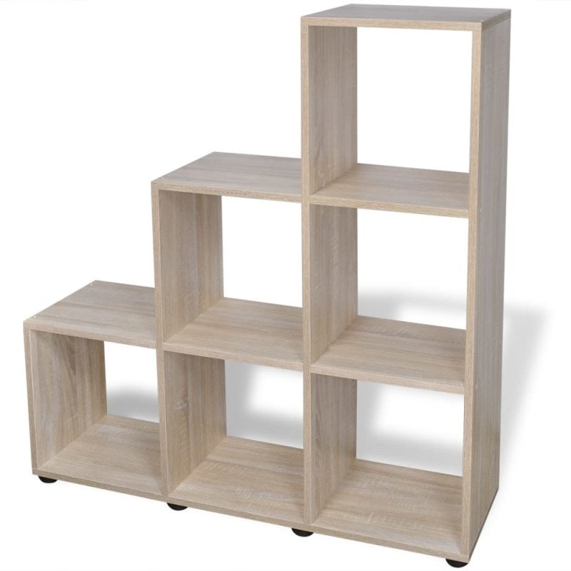 vidaXL Regál na knihy/policový regál v tvare schodov 107 cm, dekor dub