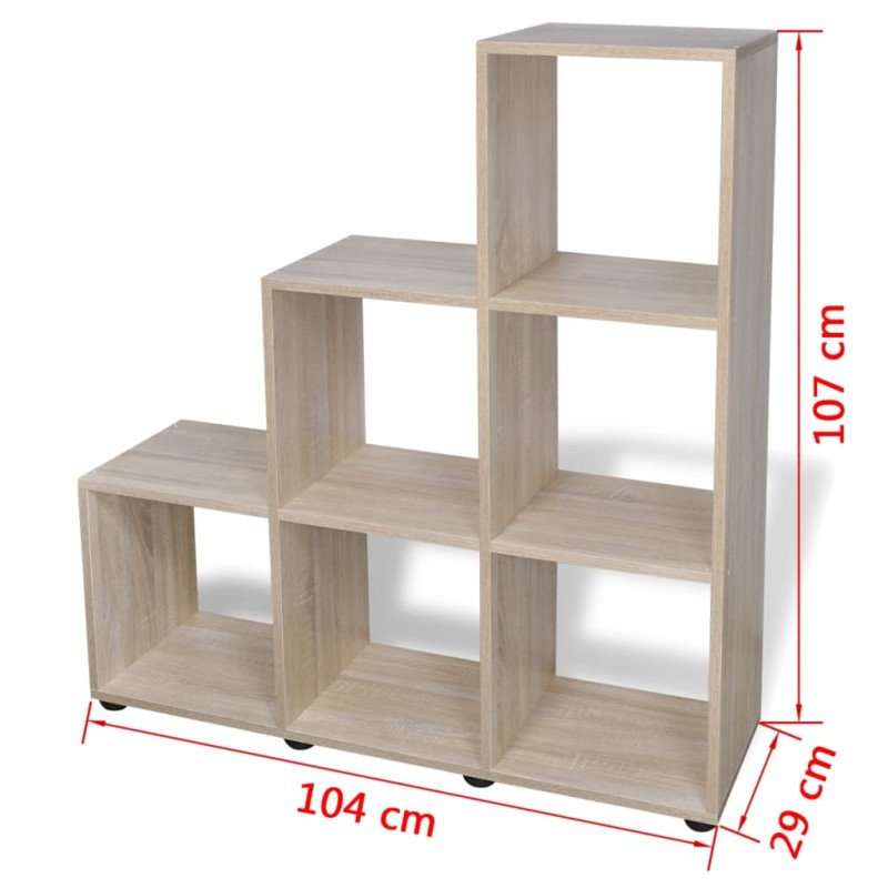 vidaXL Regál na knihy/policový regál v tvare schodov 107 cm, dekor dub
