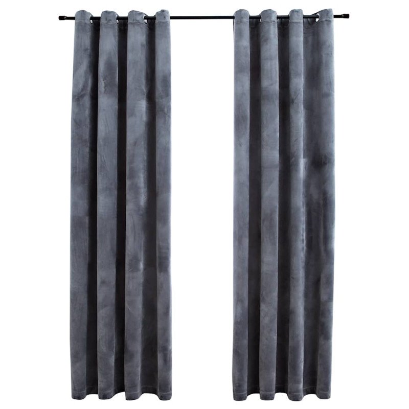 vidaXL Zatemňovacie závesy s očkami 2 ks, zamat, antracitové 140x225cm