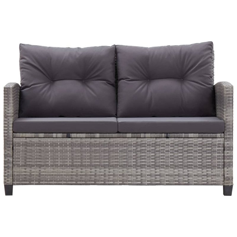 vidaXL 2-miestna záhradná pohovka s podložkami sivá 124 cm polyratanová