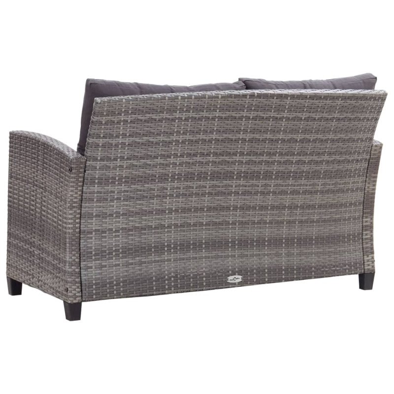 vidaXL 2-miestna záhradná pohovka s podložkami sivá 124 cm polyratanová