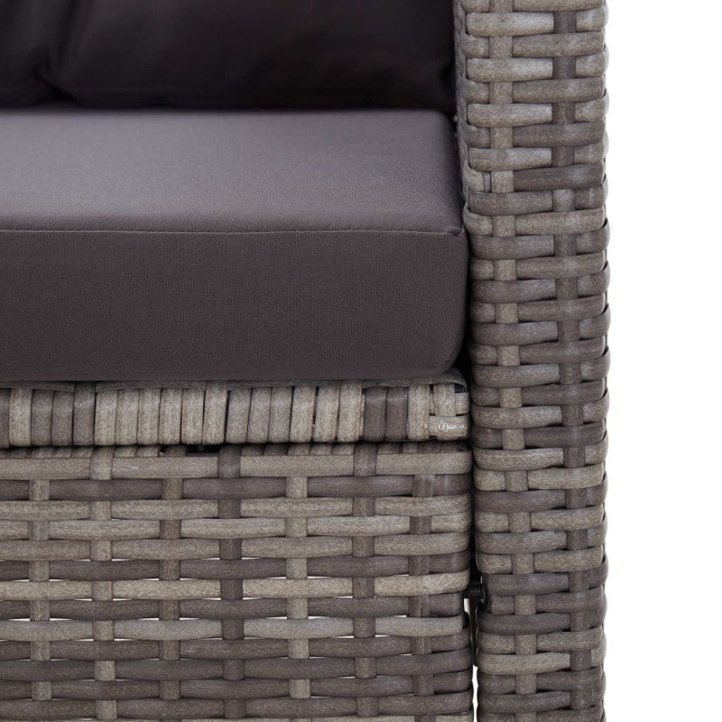 vidaXL 2-miestna záhradná pohovka s podložkami sivá 124 cm polyratanová