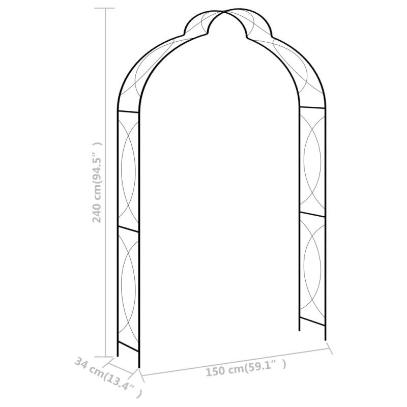 vidaXL Záhradná pergola čierna 150x34x240 cm železná  