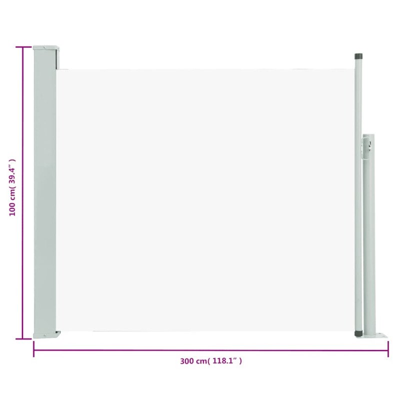 vidaXL Zaťahovacia bočná markíza na terasu 100x300 cm, krémová