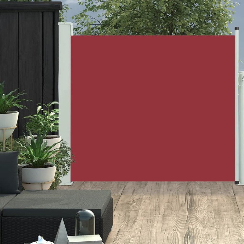 vidaXL Zaťahovacia bočná markíza na terasu 100x300 cm, červená