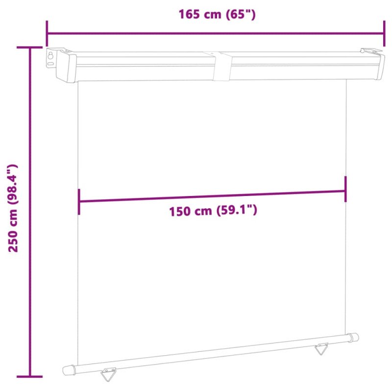 vidaXL Bočná markíza na balkón 160x250 cm, hnedá
