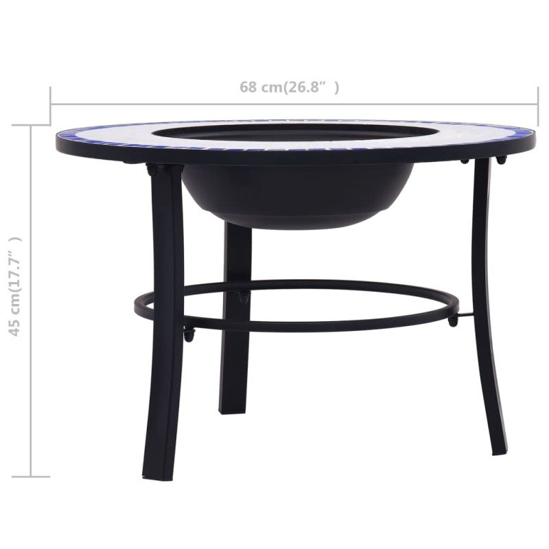 vidaXL Mozaikové ohnisko, modro biele 68 cm, keramika